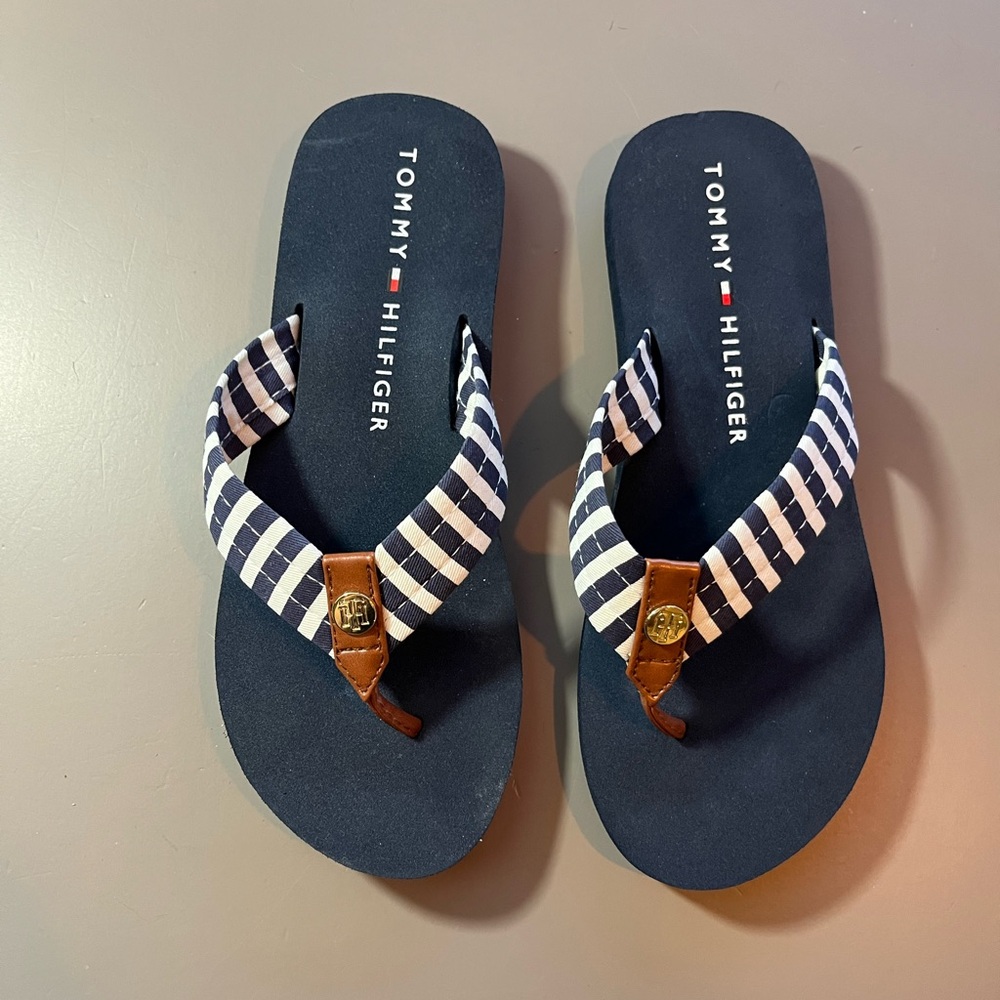 Tommy Hilfiger Striped Navy and White Sandals